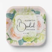 水彩花卉腮紅粉色婚前派對 ペーパープレート (正面)