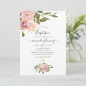 水彩花卉腮红和玫瑰金洗礼 招待状 (スタンド正面)