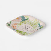 水彩花卉腮红粉色婚前派对 ペーパープレート (傾斜あり)