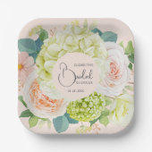 水彩花卉腮红粉色婚前派对 ペーパープレート (正面)