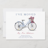 水彩花卉自行車 我已搬新家啦！ 案内状 (正面)