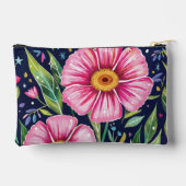 水彩花卉艺术 粉色植物个性化 アクセサリーポーチ (裏面)