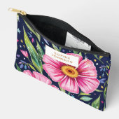 水彩花卉艺术 粉色植物个性化 アクセサリーポーチ (見開き)