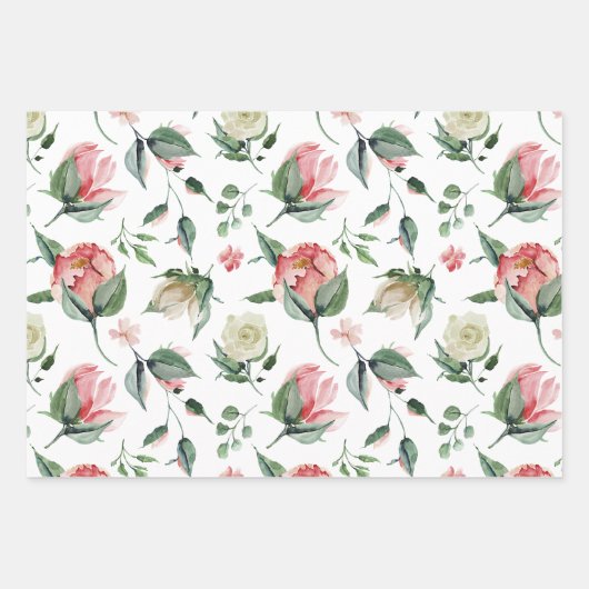 水彩花卉芍薬ラッピングペーパーシート ラッピングペーパーシート (正面)