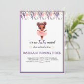 水彩花卉芭蕾舞ダンサー誕生日 招待状 (スタンド正面)