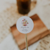 水彩花卉茶会风格婚前派对 ラウンドシール