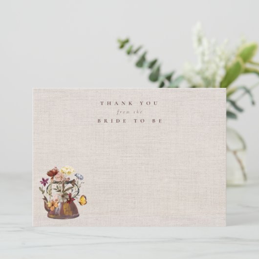 水彩花卉茶会风格的婚前派对邀请函 サンキューカード (スタンド正面)