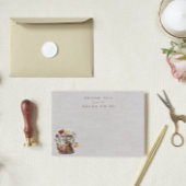 水彩花卉茶会风格的婚前派对邀请函 サンキューカード