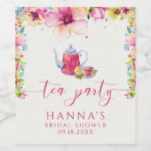 水彩花卉茶会 ワインラベル (シングルラベル)