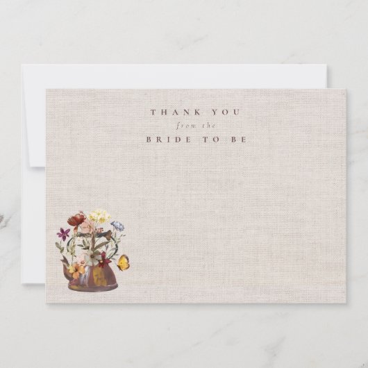 水彩花卉茶会 婚前お披露目パーティー サンキューカード (正面)
