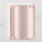 水彩花卉茶壶玫瑰金色婚前派对 招待状 (裏面)