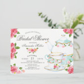 水彩花卉茶婚前お茶会 招待状 (スタンド正面)