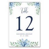 水彩花卉蓝色绽放婚礼桌号 テーブルナンバー (裏面)