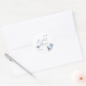 水彩花卉蓝色茶会 婚前小聚会 ラウンドシール (封筒)