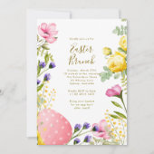 水彩花卉蛋 hunt 和复活节早午餐 招待状 (正面)