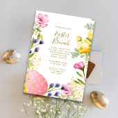 水彩花卉蛋 hunt 和复活节早午餐 招待状