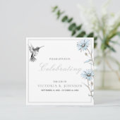 水彩花卉蜂鸟生命庆典 招待状 (スタンド正面)