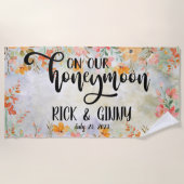 水彩花卉蜜月礼物个性化 ビーチタオル (正面)