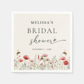 水彩花卉蜜蜂主题婚前小聚 スタンダードカクテルナプキン (正面)