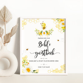 水彩花卉蜜蜂宾客留言簿 ポスター