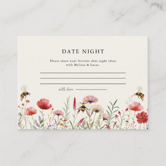 水彩花卉蜜蜂约会夜晚创意 エンクロージャーカード (正面)