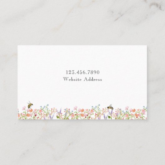 水彩花卉蜜蜂蜂场 名刺 (裏面)