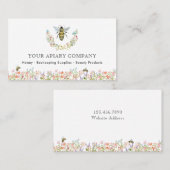 水彩花卉蜜蜂蜂场 名刺 (正面/裏面)