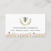 水彩花卉蜜蜂蜂场 名刺 (正面)