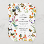 水彩花卉蝴蝶婚礼设计 招待状 (正面/裏面)