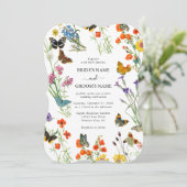 水彩花卉蝴蝶婚礼设计 招待状 (スタンド正面)