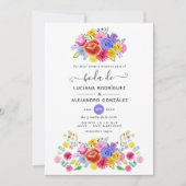 水彩花卉西班牙狂欢婚礼 招待状 (正面)