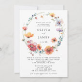 水彩花卉订婚派对 招待状 (正面)