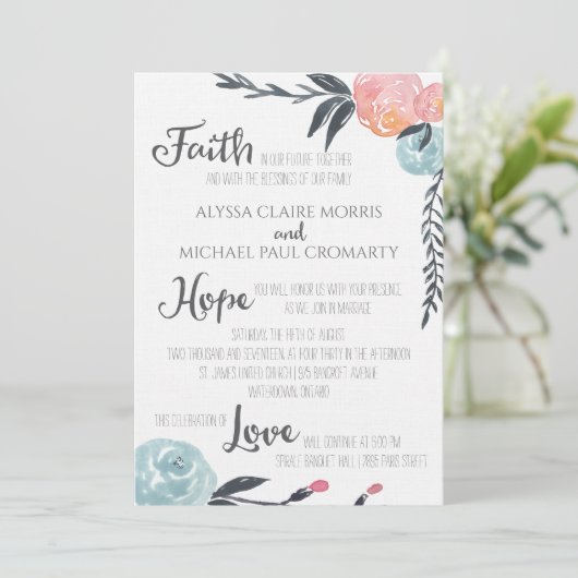 水彩花卉请柬 招待状 (スタンド正面)