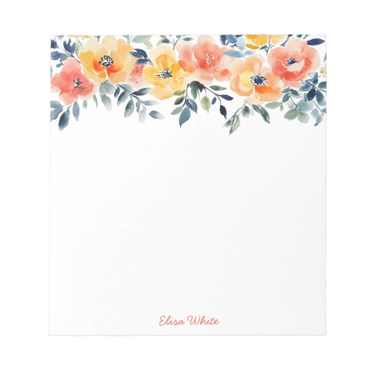 水彩花卉购物待办事项清单 自定义 ノートパッド (正面)