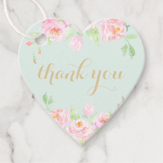 水彩花卉软绿感谢标签 フェイバータグ (正面)