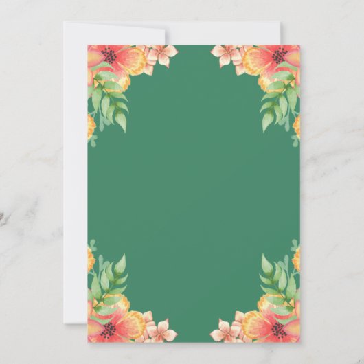 水彩花卉边框 夏季婚礼 セーブザデート (裏面)