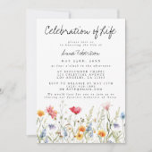 水彩花卉追悼会生命庆典葬礼 招待状 (正面)