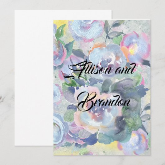 水彩花卉邀请函 招待状 (正面/裏面)