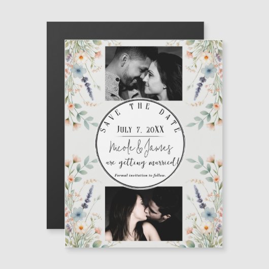 水彩花卉野花春日请柬 (正面/裏面)