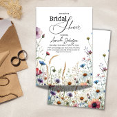 水彩花卉野花田婚前小聚会 招待状