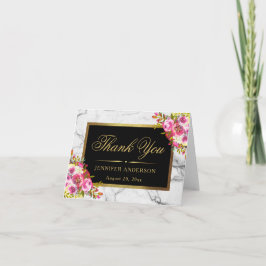 水彩花卉金框大理石感谢卡 サンキューカード