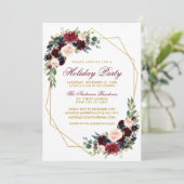 水彩花卉金色假日派对 招待状 (スタンド正面)