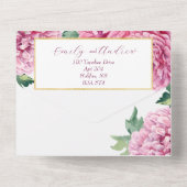 水彩花卉金色菊花粉色 オールインワン招待状 (裏面)