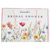 水彩花卉风格的婚前小聚会 ラージペーパーバッグ (裏面)