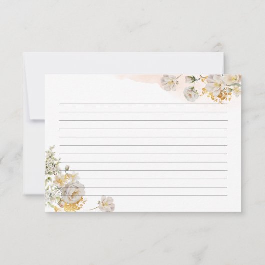 水彩花卉风格的婚前小聚食譜卡片 (裏面)