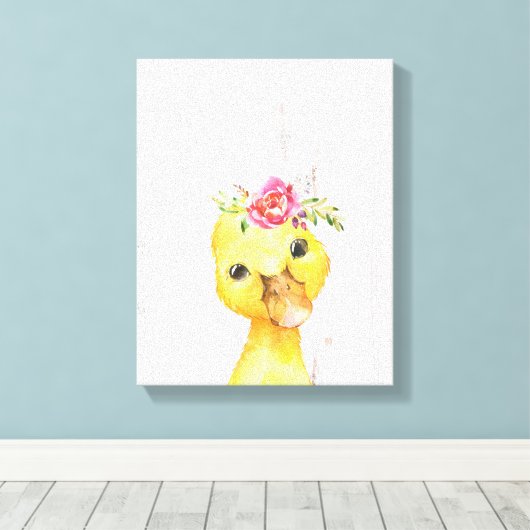 水彩花卉鸭子农舍风格艺术 キャンバスプリント (インサイチュ (ウッドフロア))