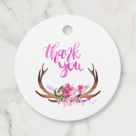 水彩花卉鹿角感谢语 可定制 フェイバータグ (正面)