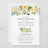 水彩花卉黄色 优雅的 婚前宴会 招待状 (正面)