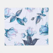 水彩花卉10 フリースブランケット (正面(横))