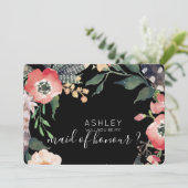 水彩花卉 あなたは私の花嫁の仲間になってくれる？ 名前 招待状 (スタンド正面)